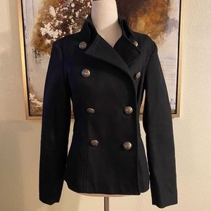 Vintage Banana Republic 98% cotton double breasted blazer jacket black size 2 EG